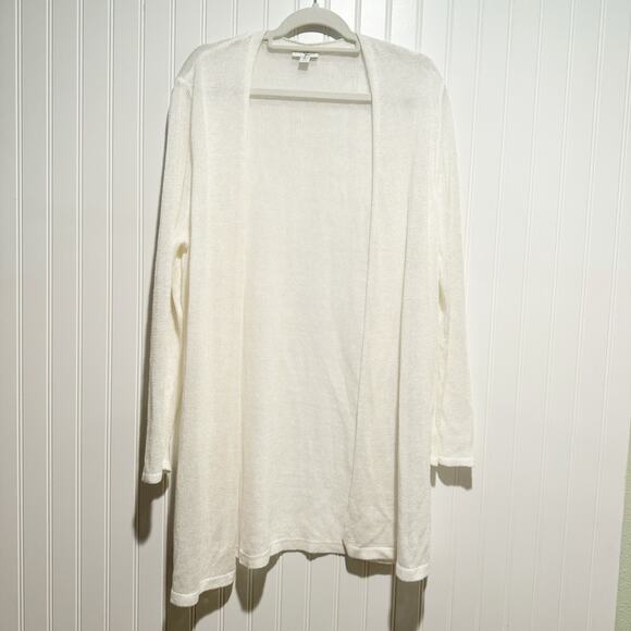 J. Jill Sweaters - J Jill White Linen Longline Cardigan Lightweight Size Large Petite